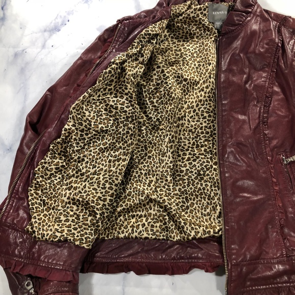 Nordstrom Kenna-T Burgundy Ruffle Leather Jacket - Picture 7 of 8